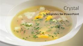 Presentation with pasta restaurant - Audience pleasing theme consisting of chicken-bouillon-with-tortellini-pasta backdrop and a coral colored foreground