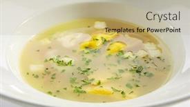  Presentation with pasta restaurant - Presentation theme enhanced with chicken-bouillon-with-tortellini-pasta background and a mint green colored foreground