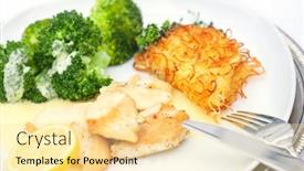  Presentation with fried chicken - Cool new slide set with chicken-breast-with-broccoli backdrop and a blonde colored foreground