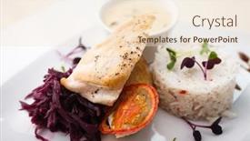  Presentation with breast - Slide deck with chicken breast with mushroom sauce and rice background and a lemonade colored foreground