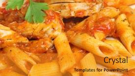  Presentation with penne pasta - Audience pleasing presentation theme consisting of chicken breast with penne pasta in arrabiata sauce backdrop and a gold colored foreground