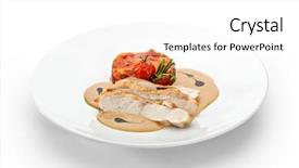  Presentation with ratatouille - Amazing slide deck having chicken-breast-with-ratatouille backdrop and a  colored foreground