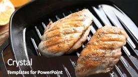  Presentation with chicken little chicks - PPT theme having chicken breasts in grill pan background and a tawny brown colored foreground