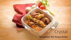  Presentation with recipe - Audience pleasing presentation design consisting of chicken cacciatora italian traditional recipe backdrop and a gold colored foreground