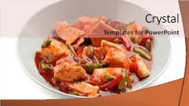  Presentation with white plate - Presentation design enhanced with chicken cacciatore in plate isolated background and a coral colored foreground