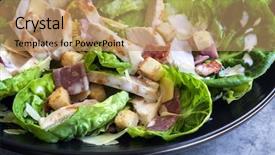  Presentation with salad - Beautiful slide set featuring kosz - chicken caesar salad on black backdrop and a coral colored foreground