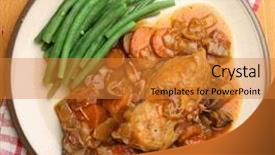  Presentation with chicken embryo - Theme consisting of chicken casserole served with green background and a gold colored foreground