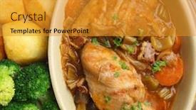  Presentation with chicken little chicks - Cool new slide deck with chicken casserole served with roast potatoes and broccoli backdrop and a gold colored foreground