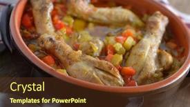  Presentation with rustic - Slide deck enhanced with chicken-cassoulet-in-a-pot background and a tawny brown colored foreground