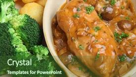  Presentation with indian food chicken curry dish - PPT theme having chicken chasseur classic french dish background and a forest green colored foreground