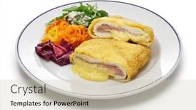  Presentation with chicken - Slide set with chicken-cordon-bleu-french-cuisine and a soft green colored foreground