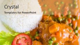  Presentation with chicken curry - Slide set consisting of chicken curry served with rice background and a yellow colored foreground