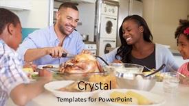  Presentation with teachers working around a table - Audience pleasing slide deck consisting of chicken dinner - family sitting around table backdrop and a coral colored foreground