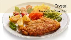  Presentation with steak and pork chops - Beautiful presentation theme featuring chicken dinner - fried pork chops baked potatoes backdrop and a yellow colored foreground