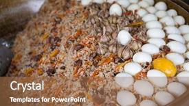  Presentation with rice seed - Beautiful theme featuring chicken eggs a large cauldron backdrop and a  colored foreground