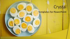  Presentation with protein - Cool new slide deck with chicken eggs on a blue backdrop and a yellow colored foreground