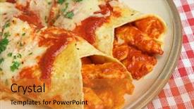  Presentation with tomato - Slides enhanced with chicken enchiladas with spicy tomato background and a gold colored foreground