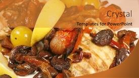  Presentation with grilled chicken - Beautiful theme featuring chicken-escallops-grilled-with-herbs backdrop and a gold colored foreground