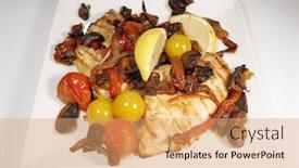  Presentation with grilled chicken - Slide set enhanced with chicken-escallops-grilled-with-herbs background and a coral colored foreground