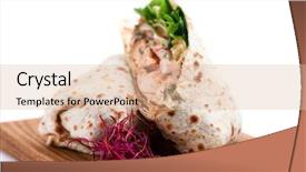  Presentation with tortilla - Presentation theme featuring chicken fajita tortilla wrap sandwich isolated on white background and a lemonade colored foreground