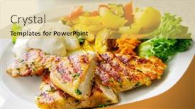  Presentation with mushrooms - Audience pleasing presentation theme consisting of chicken-fillet-mince-with-potatoes backdrop and a yellow colored foreground