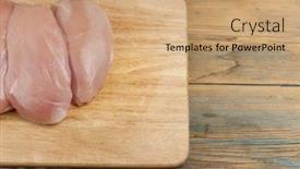  Presentation with cutting board - Beautiful theme featuring chicken-fillet-on-a-wooden backdrop and a coral colored foreground