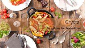  Presentation with pepper - Colorful theme enhanced with chicken-fillet-with-bell-pepper backdrop and a coral colored foreground