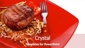  Presentation with noodles and condiments - Presentation theme featuring chicken free - grilled beef fillet medallions background and a  colored foreground