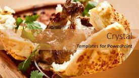  Presentation with bread bun - Presentation design enhanced with chicken-in-dough-served background and a gold colored foreground