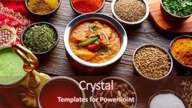  Presentation with indian food - Colorful theme enhanced with chicken jalfrazy indian food recipe backdrop and a tawny brown colored foreground