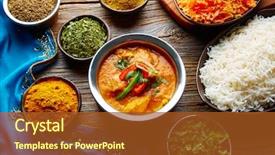  Presentation with indian food - PPT theme with chicken jalfrazy indian food recipe background and a tawny brown colored foreground