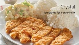  Presentation with bbq chicken - Presentation theme with chicken-katsu-hawaiian-bbq-plate background and a soft green colored foreground