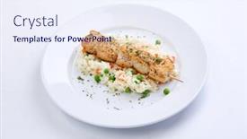  Presentation with kebab - PPT theme having chicken-kebab-with-rice background and a sky blue colored foreground
