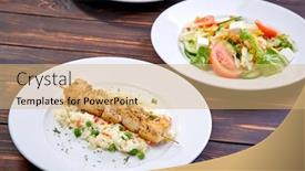  Presentation with kebab - PPT layouts with chicken-kebab-with-rice background and a coral colored foreground
