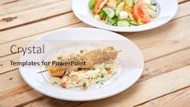  Presentation with kebab - Colorful slide deck enhanced with chicken-kebab-with-rice backdrop and a lemonade colored foreground