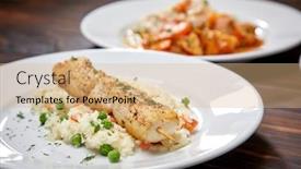  Presentation with kebab - Cool new slide set with chicken-kebab-with-rice backdrop and a coral colored foreground