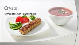  Presentation with kebab - Audience pleasing theme consisting of chicken-kebab-with-vegetable backdrop and a pink colored foreground