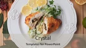  Presentation with chicken little chicks - Slide set with chicken kiev breaded chicken breast background and a  colored foreground