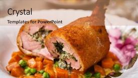  Presentation with carrots - PPT theme enhanced with chicken kiev with stewed carrots and beans background and a coral colored foreground