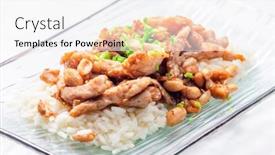  Presentation with rice - Slide deck having chicken-kung-pao-with-rice background and a white colored foreground