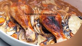  Presentation with onion - PPT theme with chicken-legs-baked-with-onion background and a red colored foreground