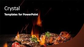 Presentation with steaks - Amazing slide deck having chicken-legs-wings-and-steaks backdrop and a black colored foreground