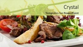  Presentation with mango float - Presentation design featuring chicken liver and mango background and a yellow colored foreground