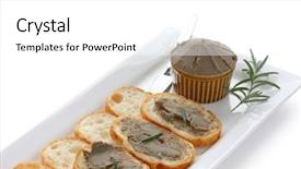  Presentation with liver - Slides featuring chicken liver paste on bread with herbs background and a white colored foreground
