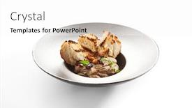  Presentation with dried food - PPT theme having chicken-liver-pate-with-ciabatta background and a white colored foreground