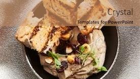  Presentation with dried food - Theme consisting of chicken-liver-pate-with-ciabatta background and a coral colored foreground