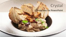  Presentation with dried food - Presentation featuring chicken-liver-pate-with-ciabatta background and a coral colored foreground