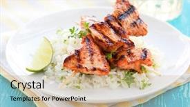  Presentation with rice bags - Theme enhanced with chicken masala skewers with rice background and a  colored foreground