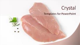  Presentation with raw meat - PPT theme featuring chicken meat - raw turkey breasts with spice background and a lemonade colored foreground