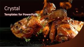  Presentation with meat - PPT layouts having chicken-meat-pieces-on-grill background and a wine colored foreground